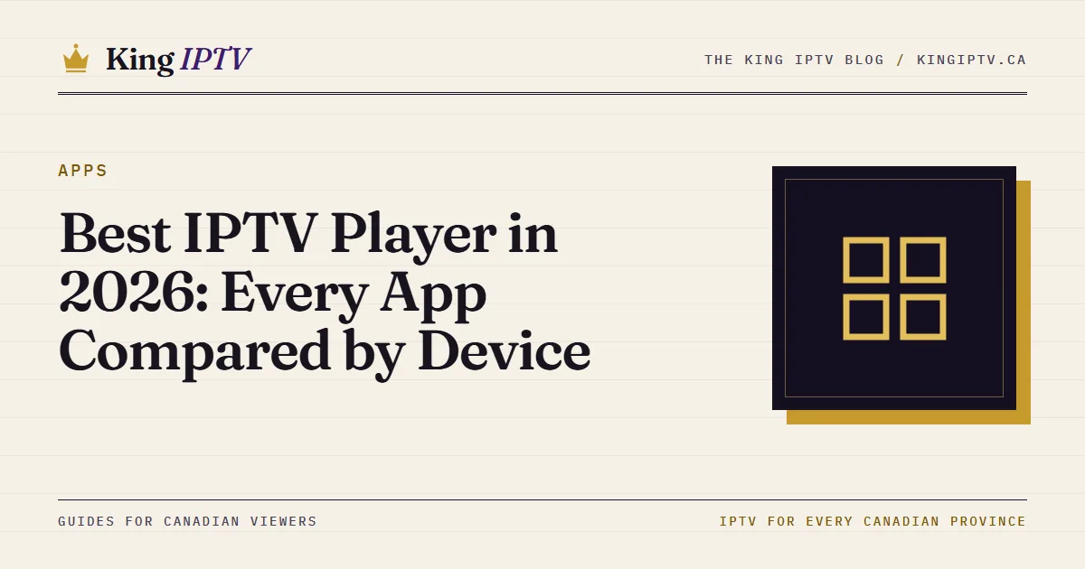 Best IPTV player apps in 2026 shown side by side on a television, a tablet and a laptop screen