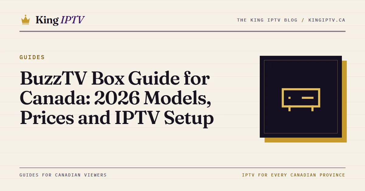 IPTV set-top box under a television showing a live TV guide with channel rows